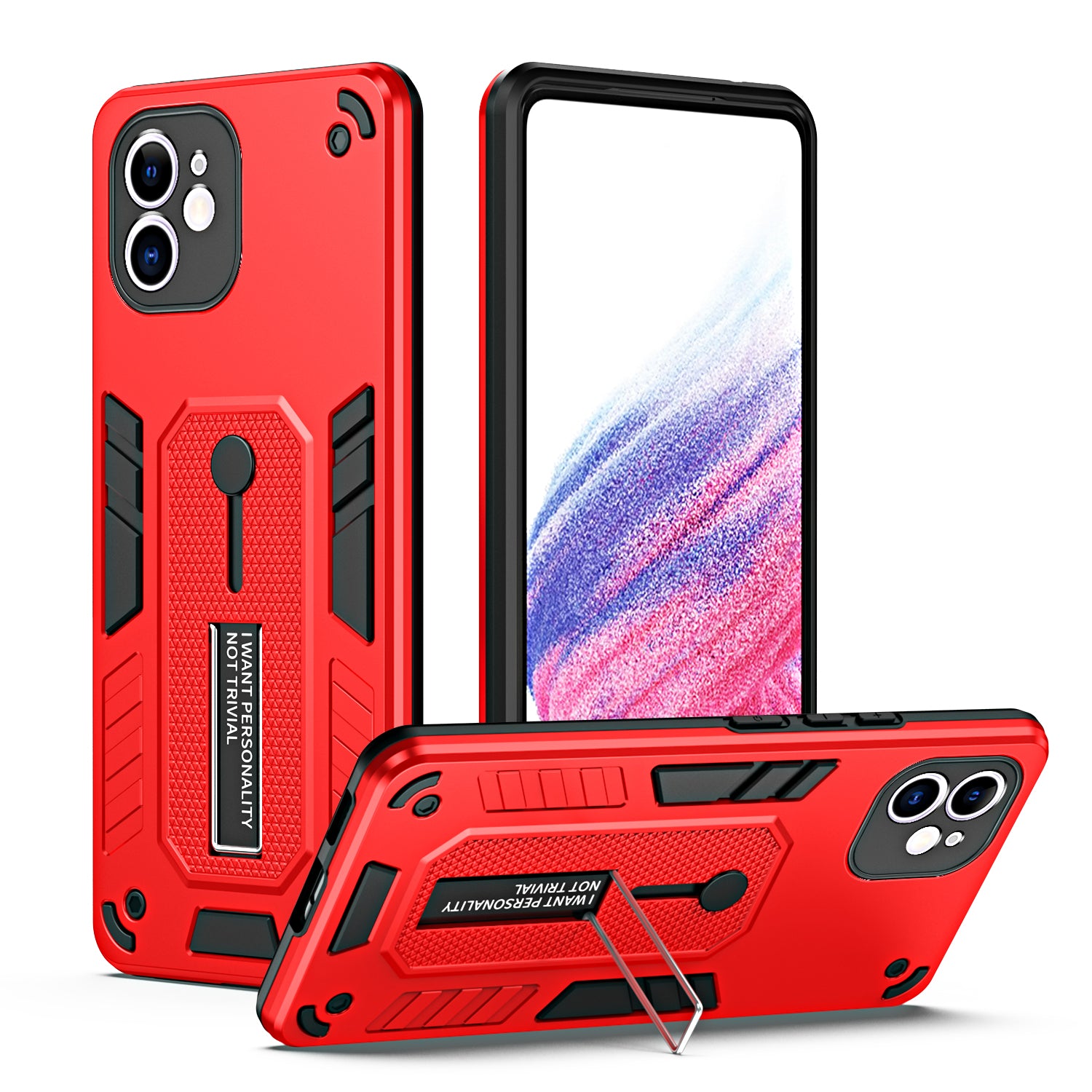 For iPhone 12 6.1 inch Phone Case Silicone Ring Strap TPU PC Shockproof Cell Phone Cover with Metal Kickstand For iPhone 12 6.1 inch Phone Case Silicone Ring Strap TPU PC Shockproof Cell Phone Cover with Metal Kickstand
